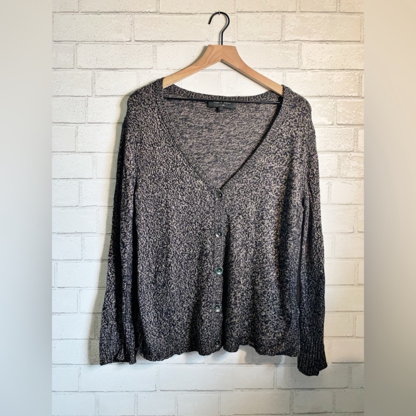 Rag & Bone Oversized Black / Purple Angora Knit Cardigan